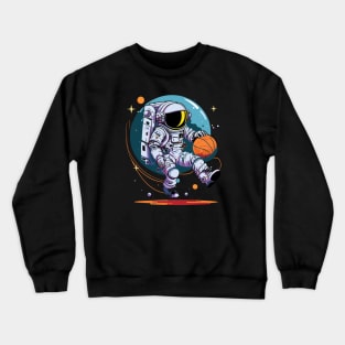 Space Traveller on Distant Planet with Basketball Crewneck Sweatshirt